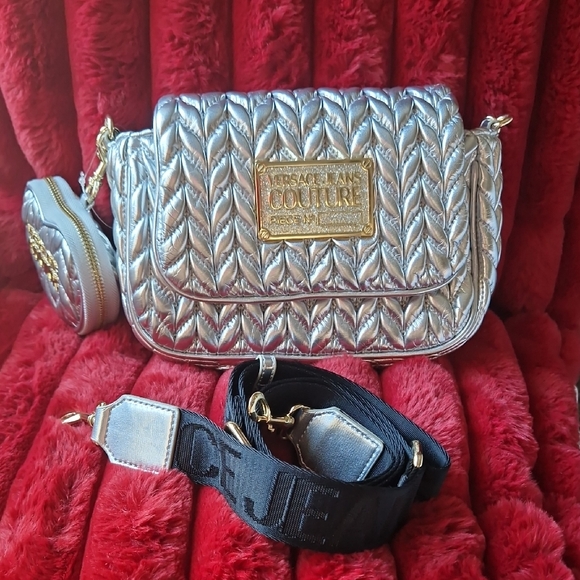 Versace Jeans Couture Handbags - Versace Jeans Couture Silver Quilted Women's Bag